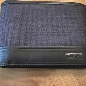 TUMI Black and Dark Gray Bi-Fold Wallet